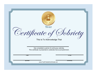 &quot;Sobriety Certificate Template&quot;