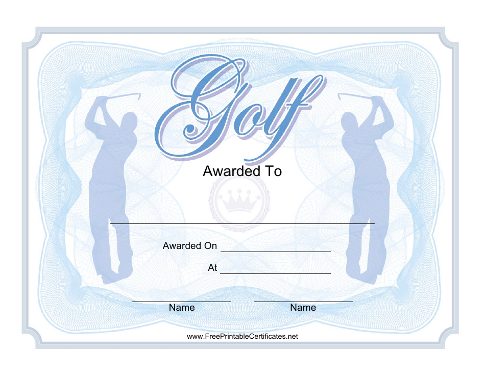 Blue Golf Award Certificate Template, Page 1