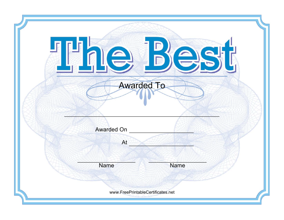 The Best Award Certificate Template, Page 1