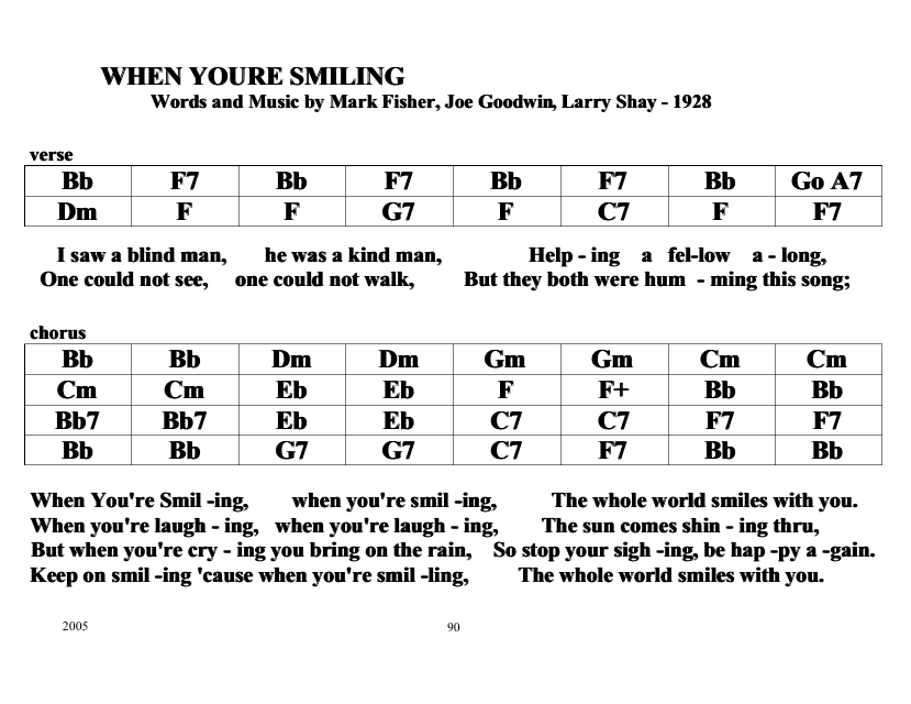 Mark Fisher - When You're Smiling Jazz Chord Chart