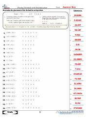 Placing Decimals With Multiplication Worksheet With Answer Key, Page 2
