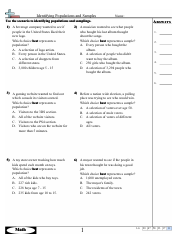 Identifying Populations and Samples Worksheet With Answer Key