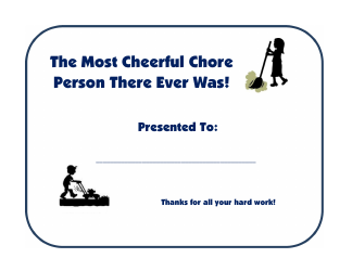 &quot;Most Cheerful Chore Person Award Certificate Template&quot;