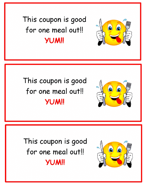 One Meal out Coupon Template
