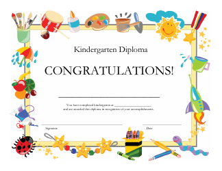 Document preview: Kindergarten Diploma Certificate Template - Black