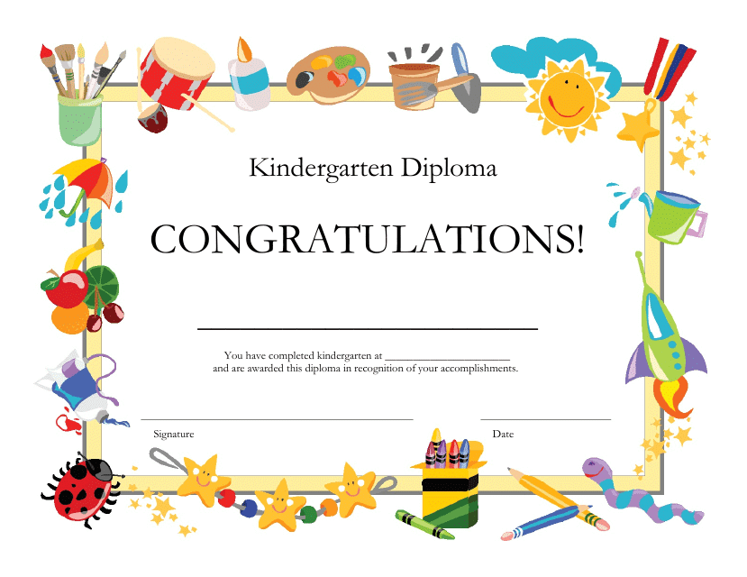 Kindergarten Diploma Certificate Template - Black