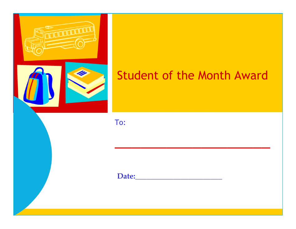 Student of the Month Award Certificate Template, Page 1
