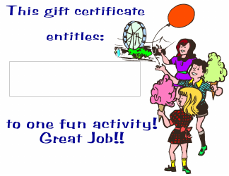Document preview: Fun Activity Gift Certificate Template