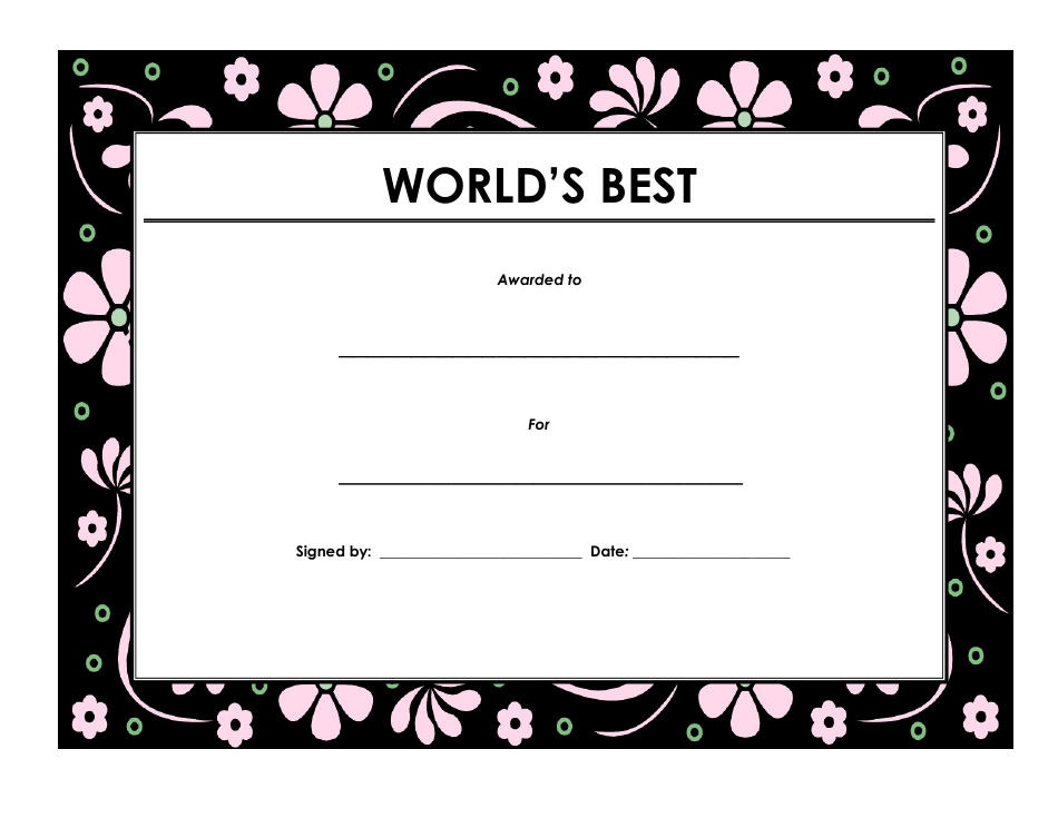 World's Best Award Certificate Template, Page 1