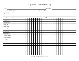 Document preview: Daily Aquarium Maintenance Log Sheet