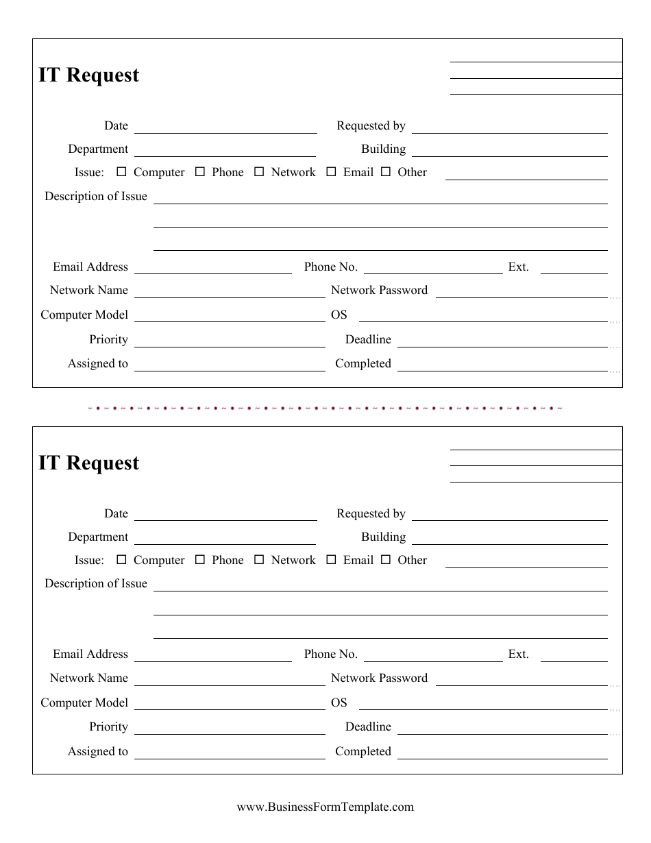 It Request Form, Page 1