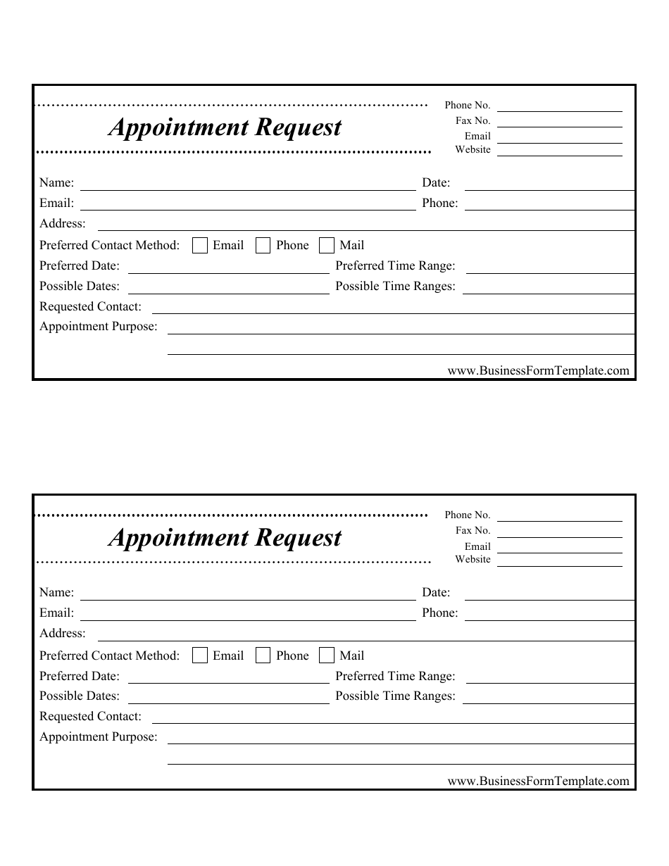Appointment Request Form, Page 1