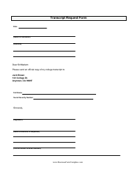 Document preview: Blank Transcript Request Form