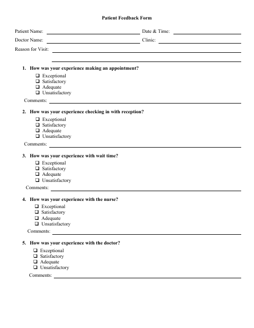 Patient Feedback Form Five Points Fill Out Sign Online and