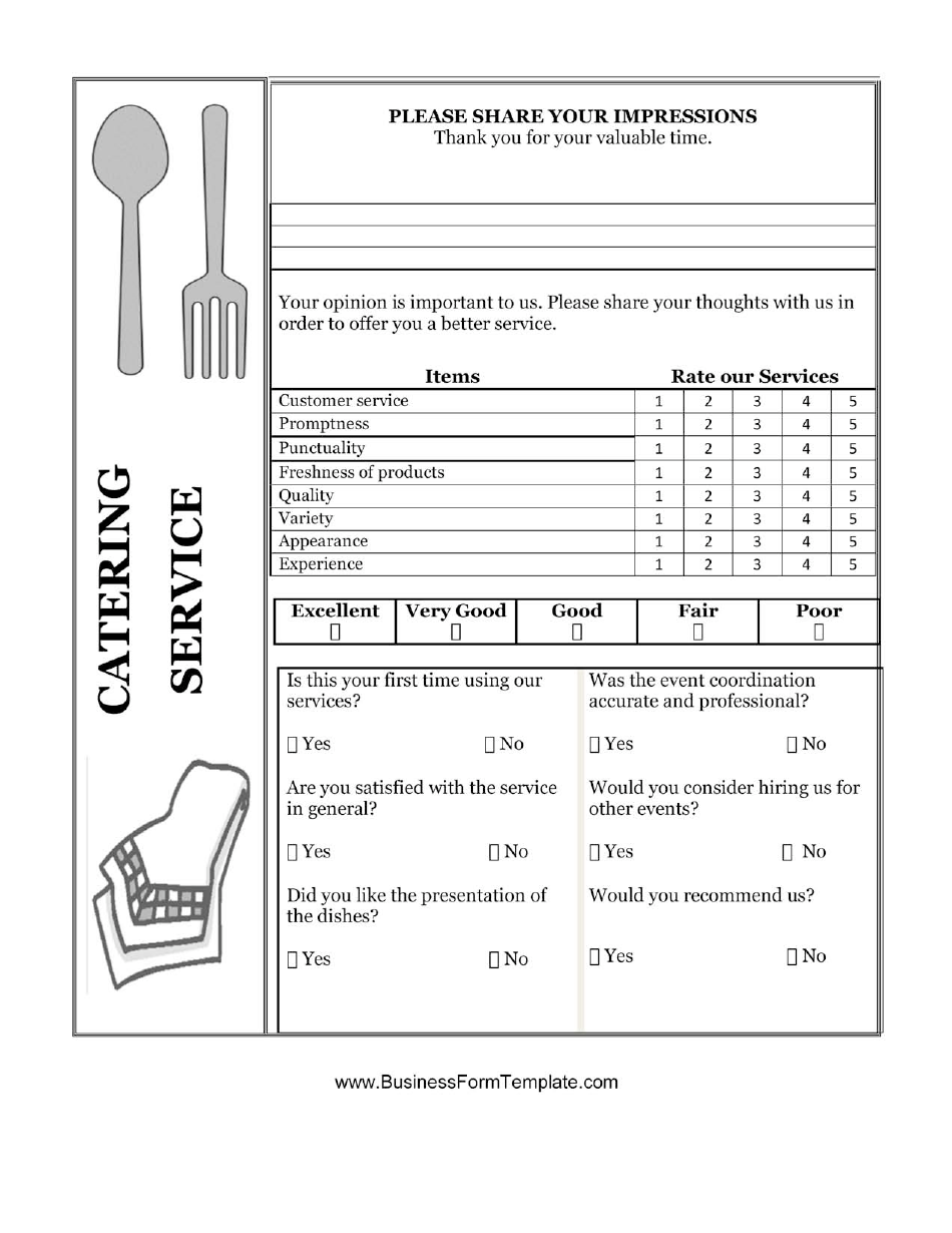 Catering Service Feedback Form, Page 1