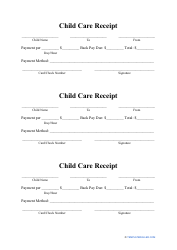 Document preview: Child Care Receipt Template