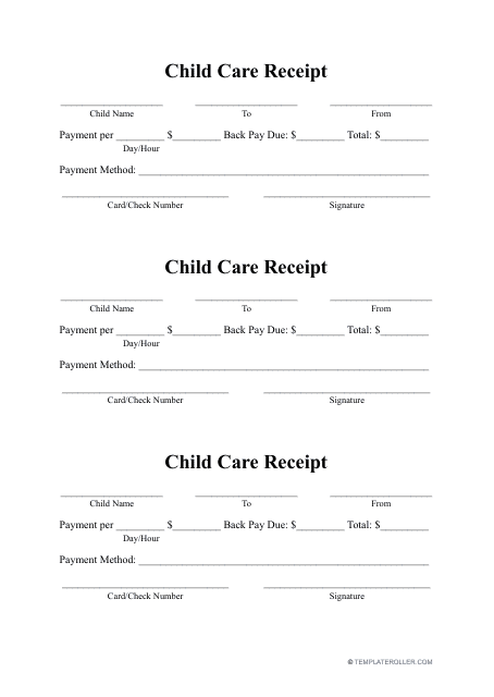 how to write a receipt for child care