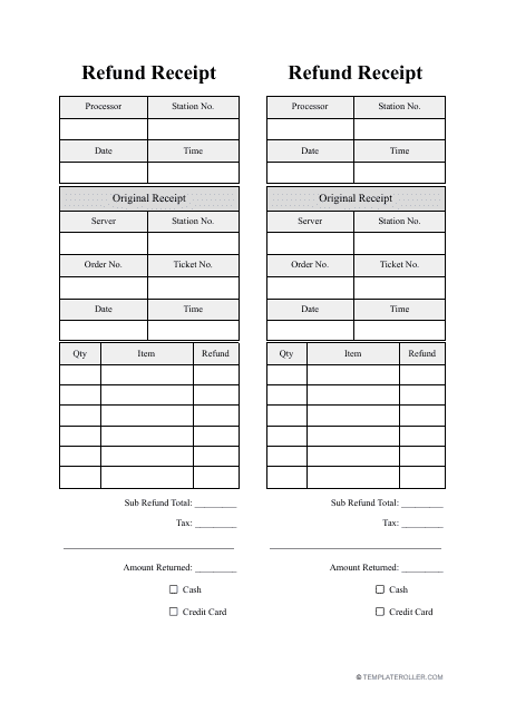 Refund Invoice Template