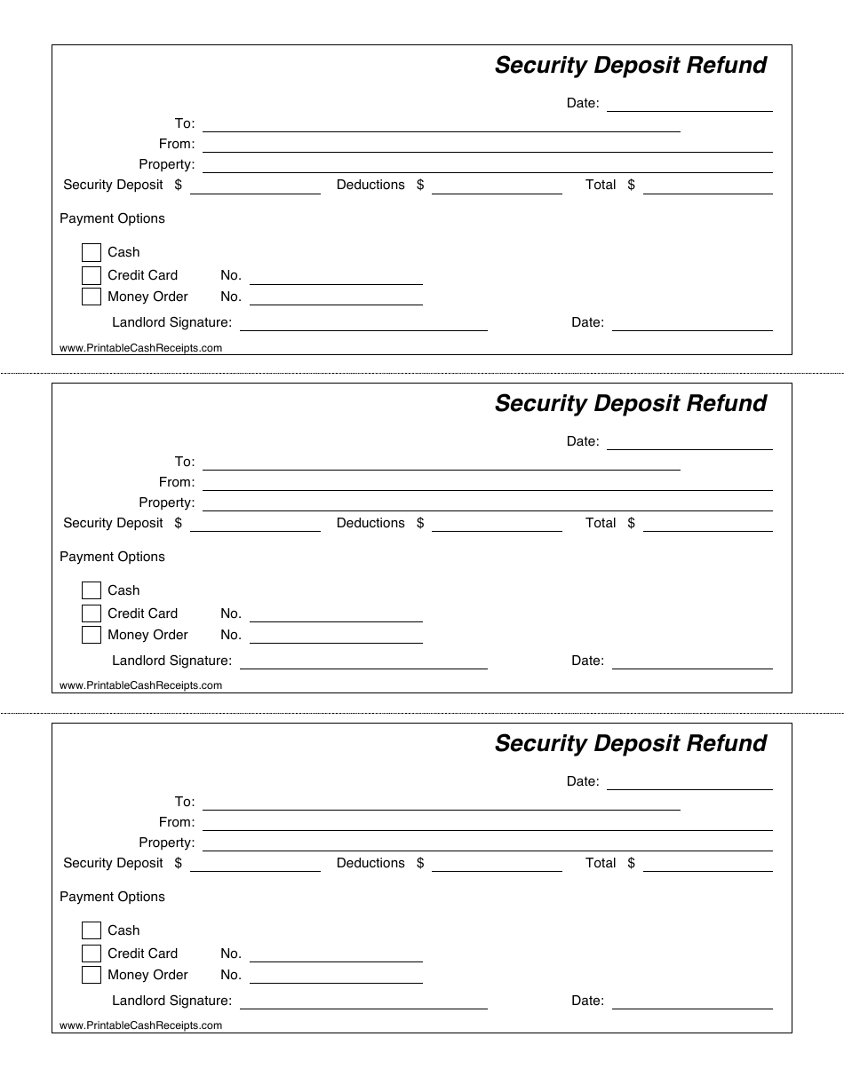 Security Deposit Refund Form, Page 1