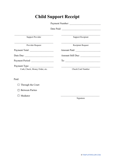 Child Support Receipt Template Download Pdf