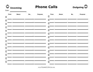 Document preview: Incoming and Outgoing Phone Calls Report Template