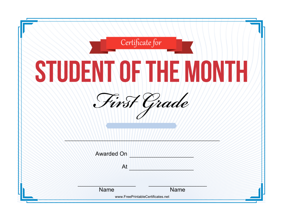 Free Printable Student Of The Month Certificate Templates