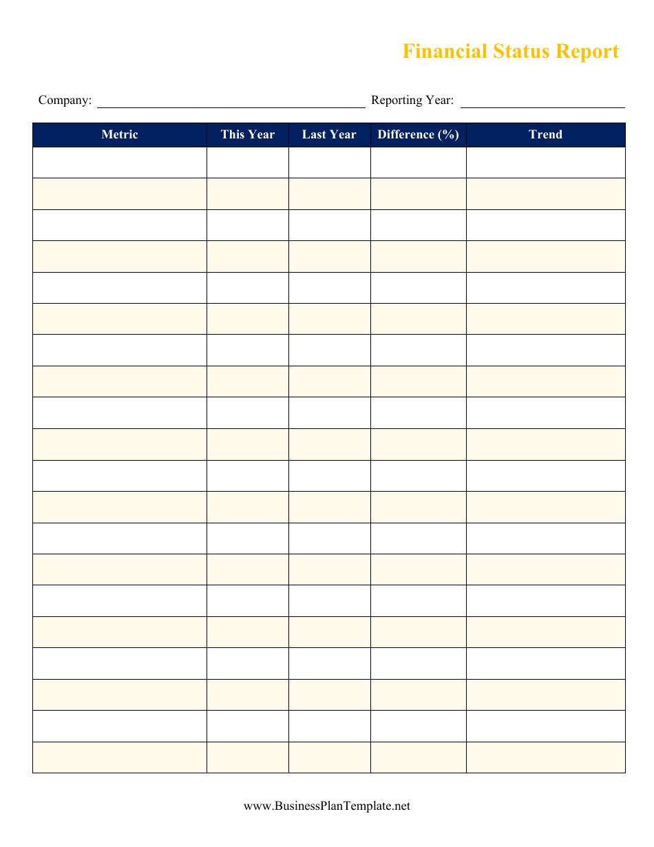Financial Status Report Template, Page 1