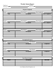 Document preview: Weekly Status Report Template - Black and White