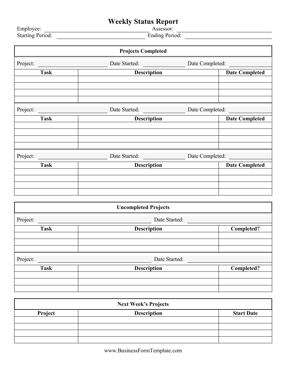 Weekly Status Report Template Black And White Fill Out Sign Online And Download Pdf