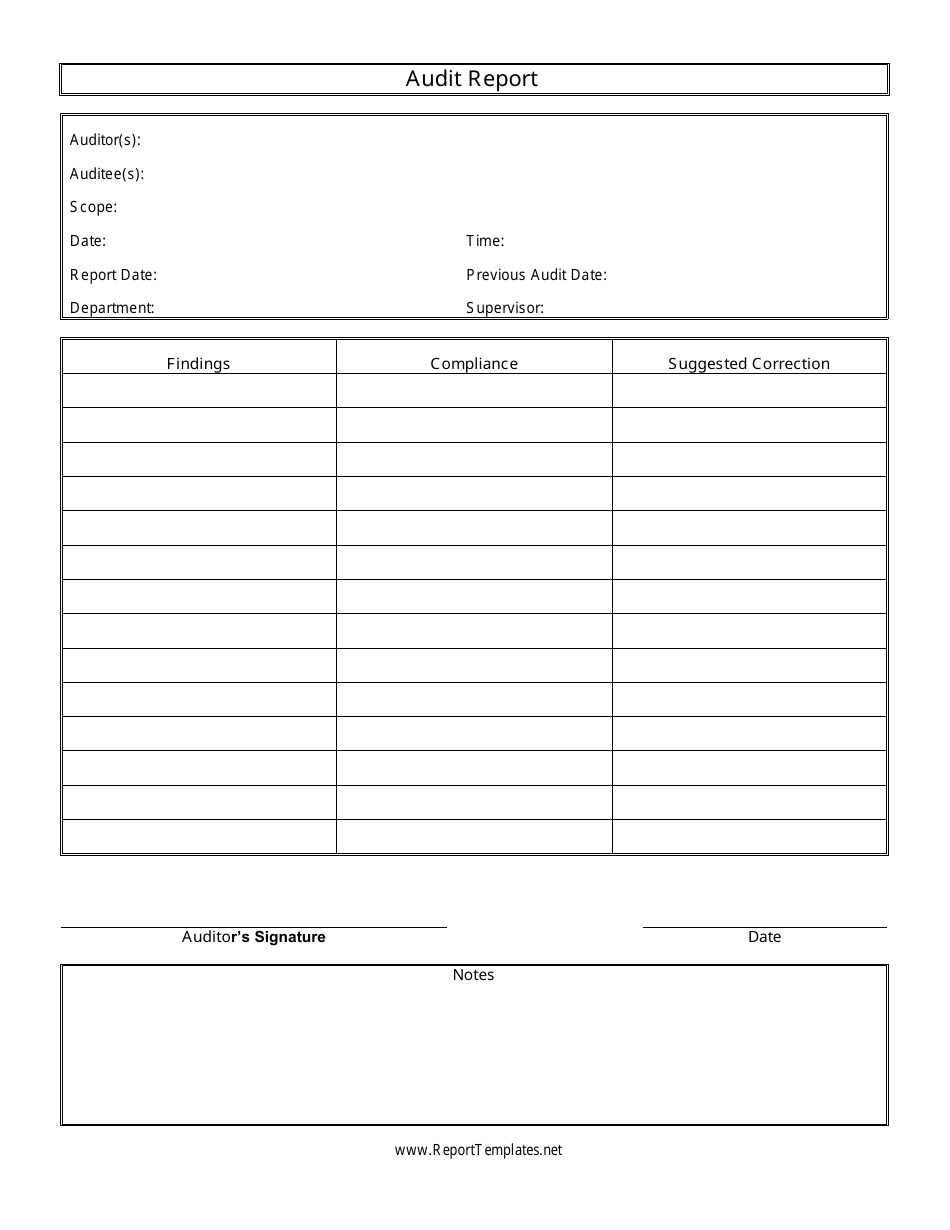 Audit Report Template, Page 1