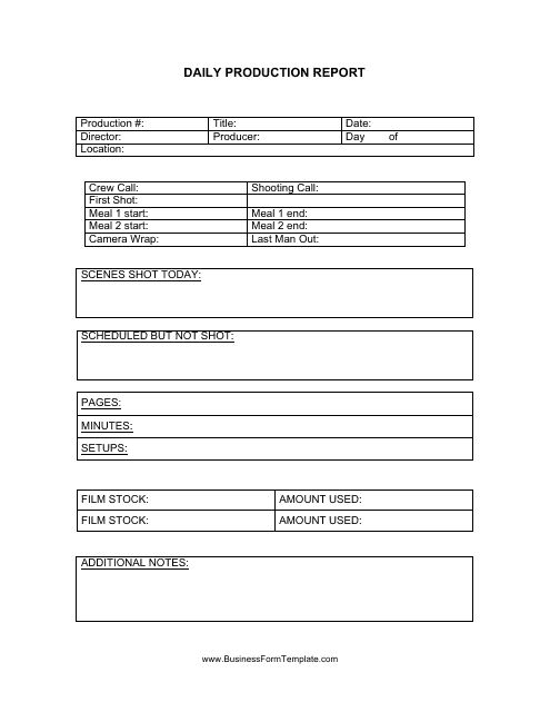 Daily Production Report Template Download Pdf