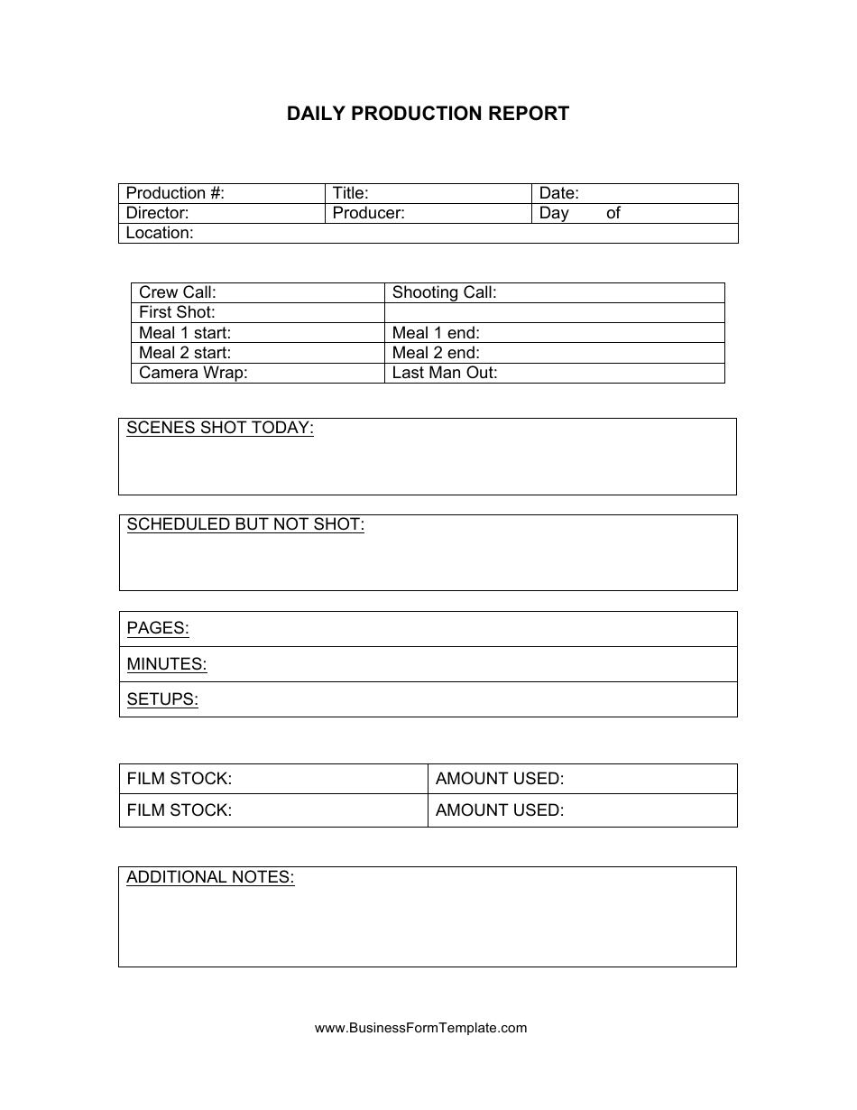 Daily Production Report Template, Page 1