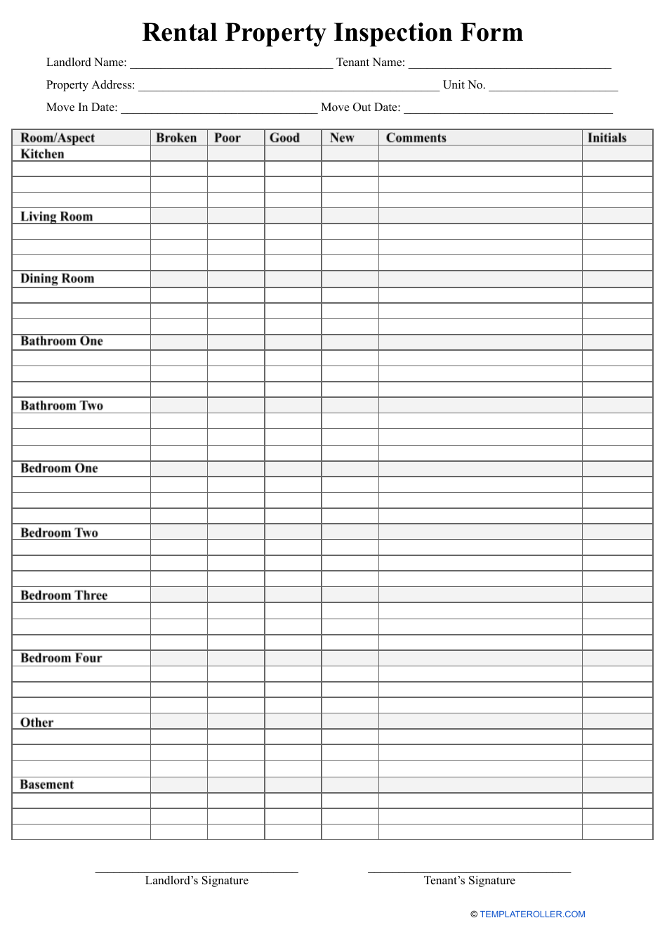 Rental Property Inspection Form Download Printable PDF Pertaining To Home Inspection Report Template Pdf