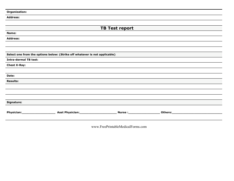 Printable Tb Test Form