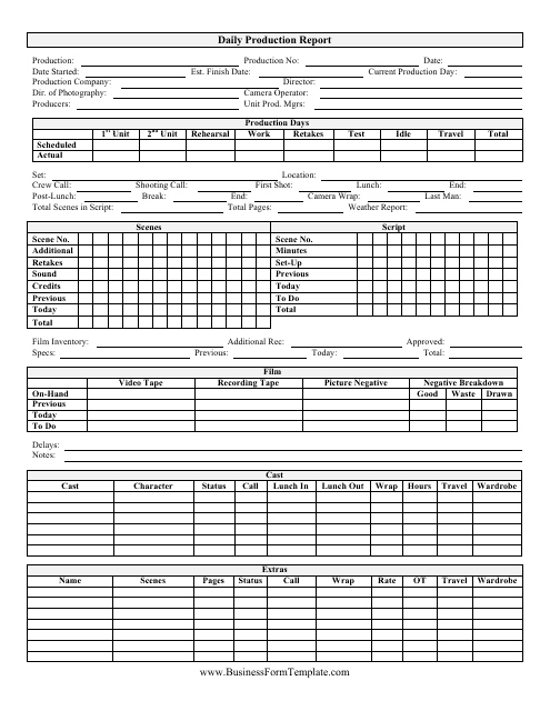 Daily Production Report Form