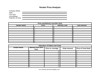 Document preview: Vendor Price Analysis Report Template