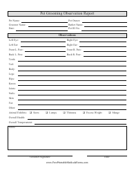 Document preview: Pet Grooming Observation Report Form
