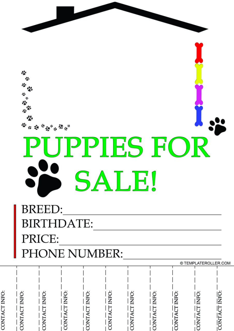 Puppies for Sale Flyer Template, Page 1
