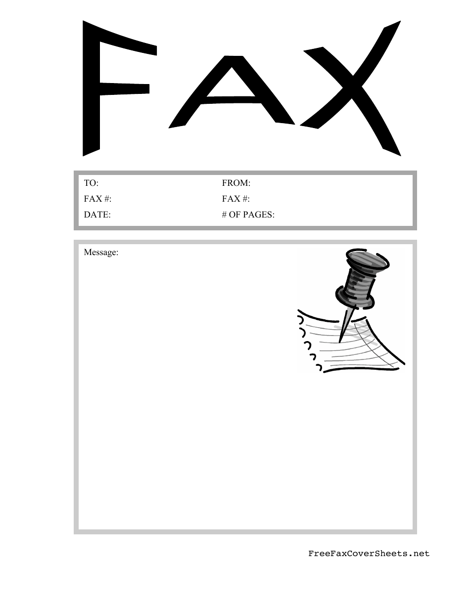 A professionally designed fax cover sheet with a neatly pinned paper clip.