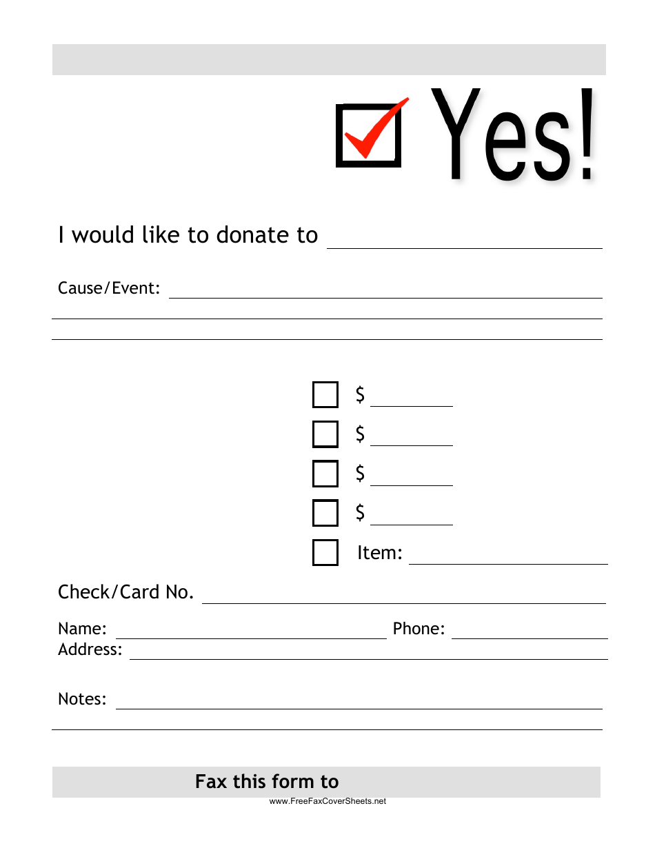 Donation Fax Form, Page 1