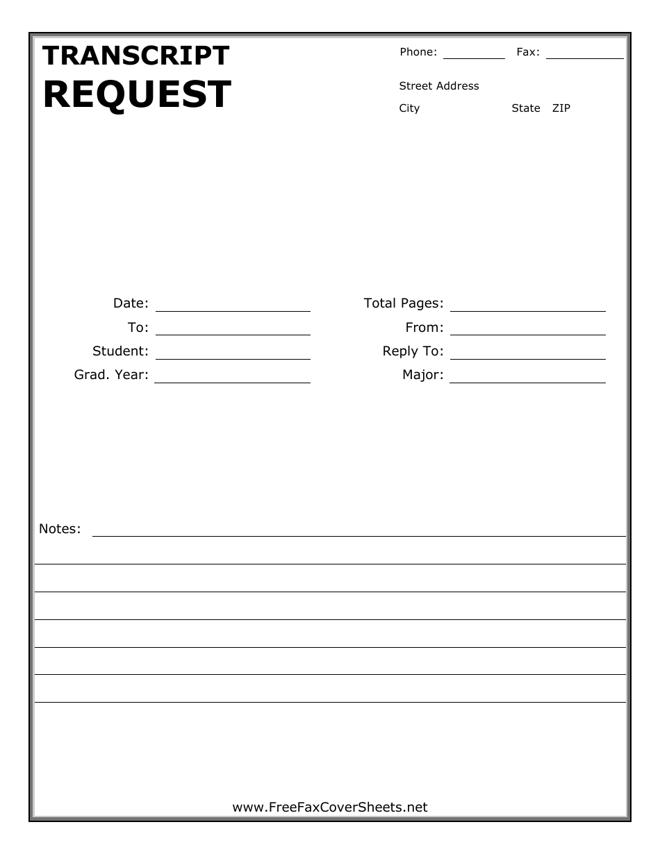Transcript Request Form, Page 1