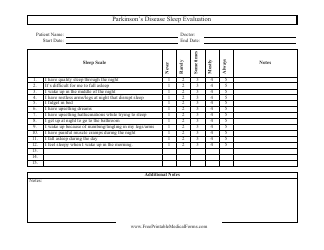 Document preview: Parkinson's Desease Sleep Evaluation Form