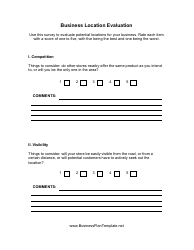 Business Location Evaluation Form