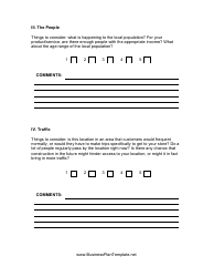 Business Location Evaluation Form, Page 2