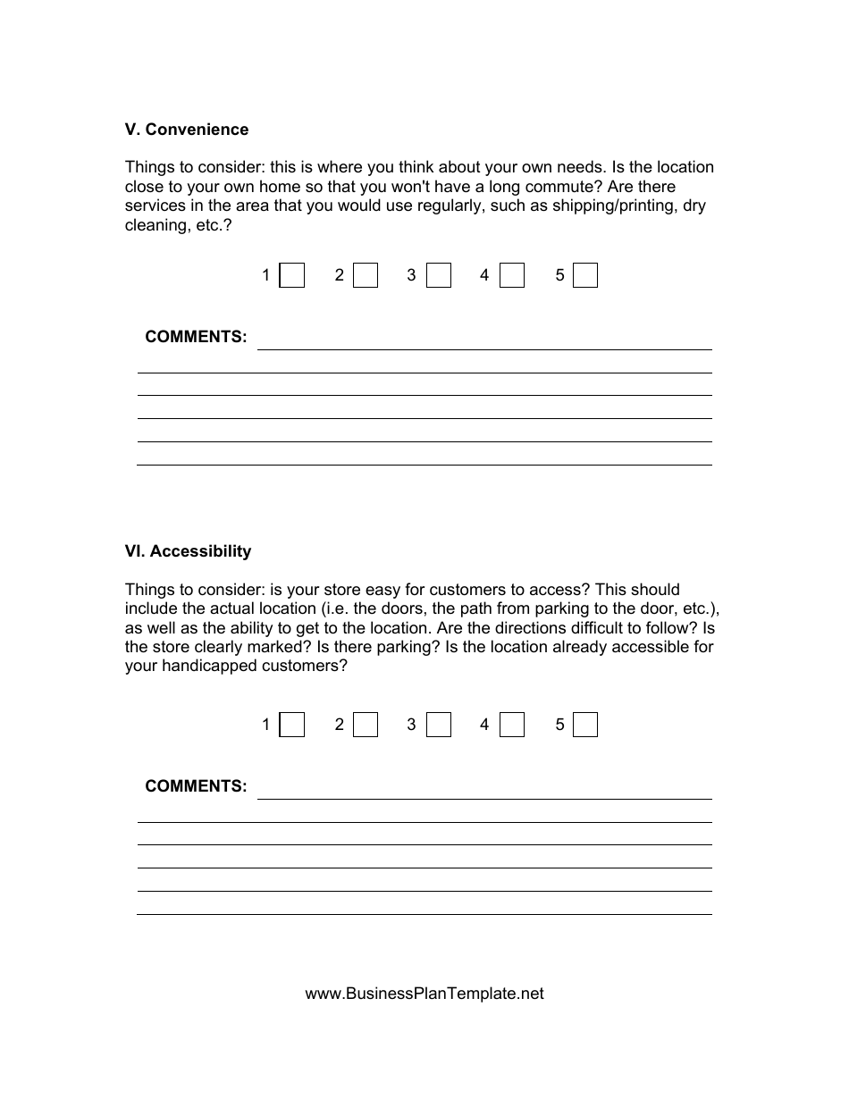 Business Location Evaluation Form, Page 3