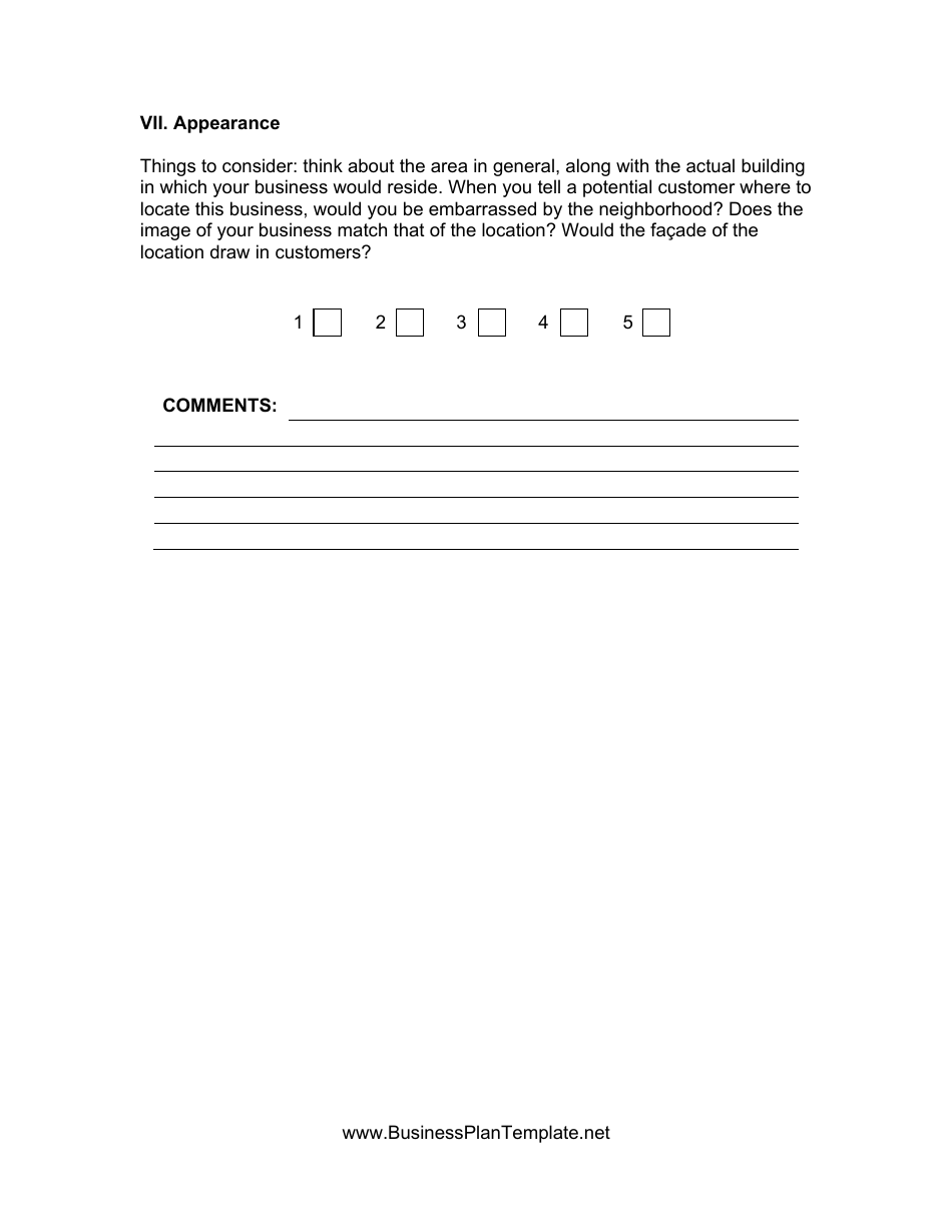 Business Location Evaluation Form, Page 4
