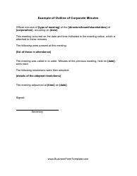 Document preview: Sample Corporate Minutes Template