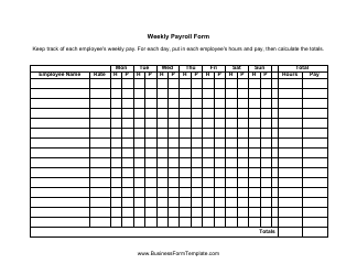 Document preview: Weekly Payroll Spreadsheet Template