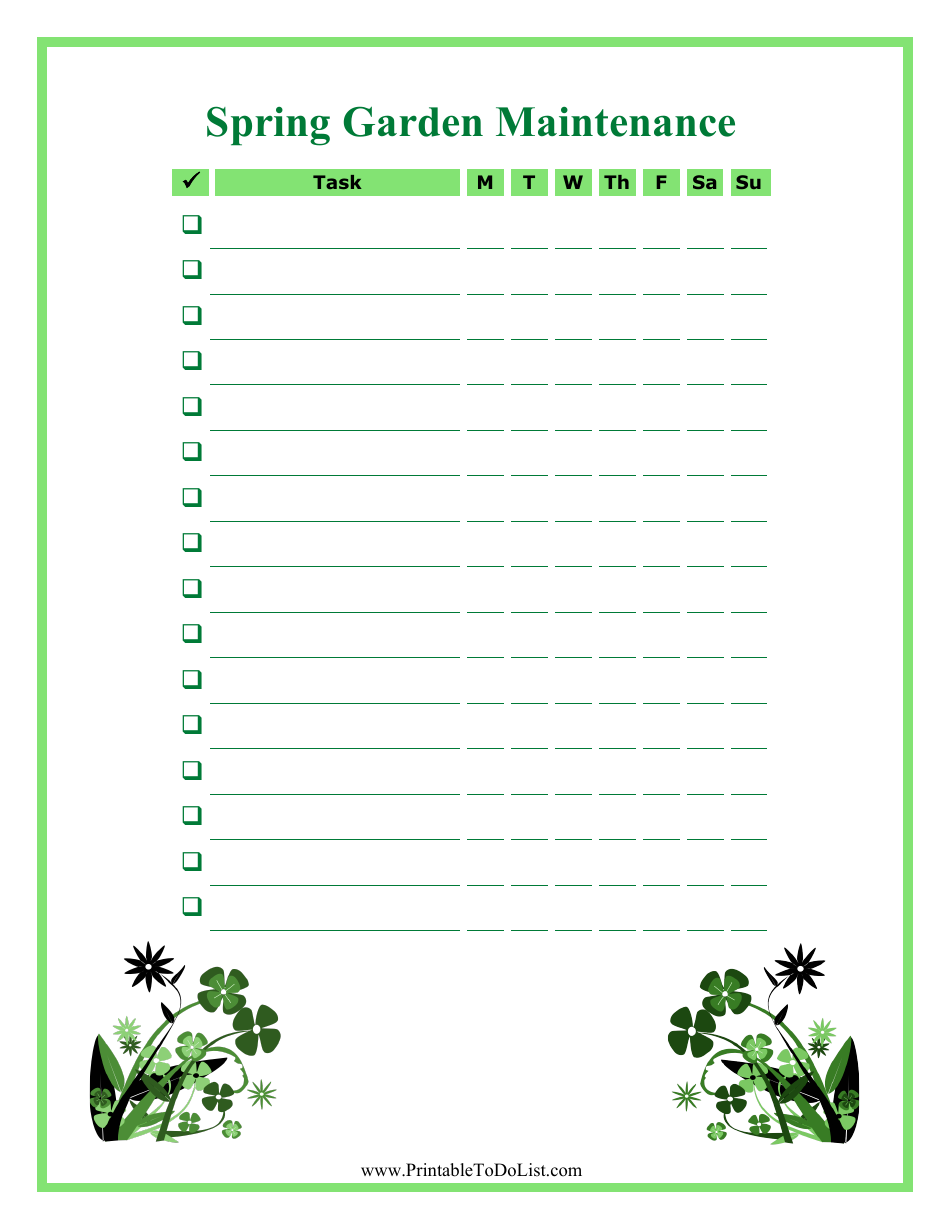 Garden Maintenance Schedule Template Fasci Garden
