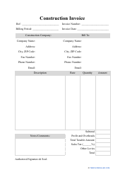 Document preview: Construction Invoice Template